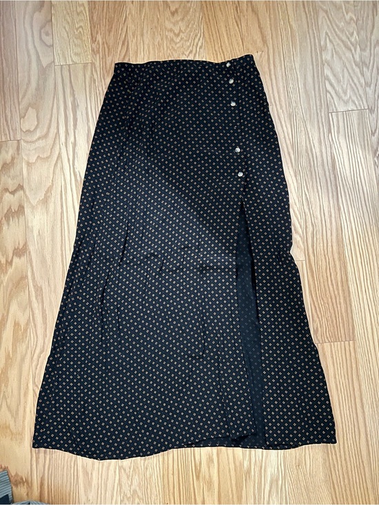 Urban Outfitters Dresses & Skirts - URBAN OUTFITTERS Black Patterned Button-Front with Side Slit Maxi Skirt